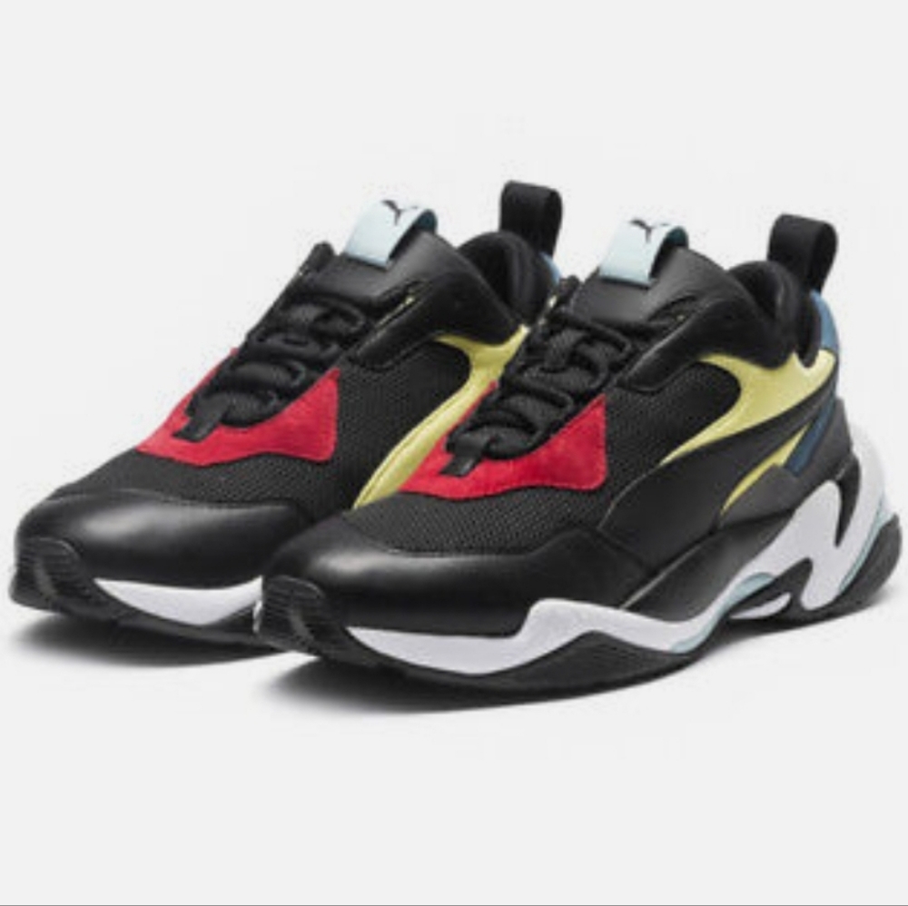 PUMA THUNDER SPECTRA mens black leather textile lace up sneaker trainers
